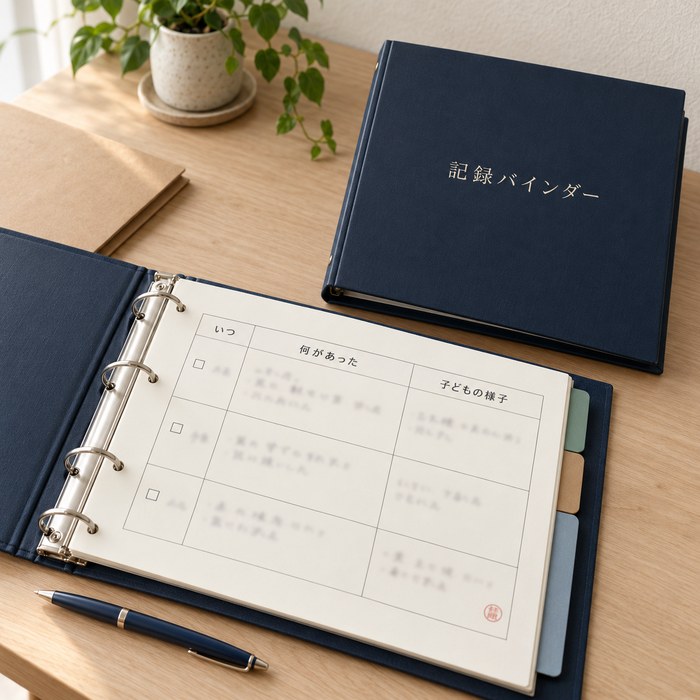 A4で印刷した記録バインダー30ページ